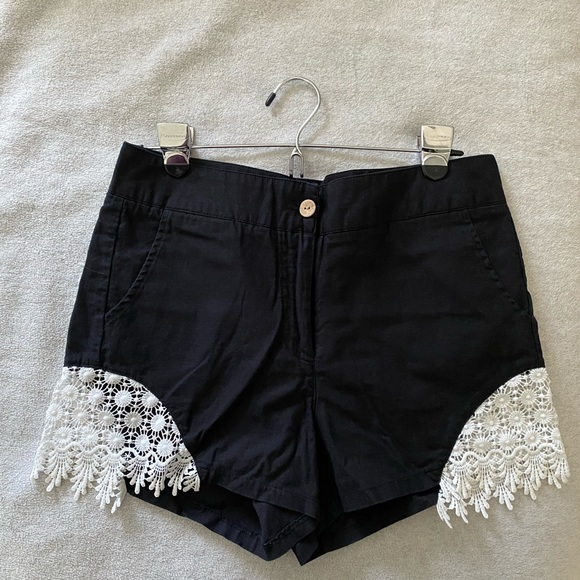 Venus Black Shorts with White Ruffle Edges - Picture 1 of 6